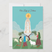 Our Lady of Fatima and the shepherds greeting card