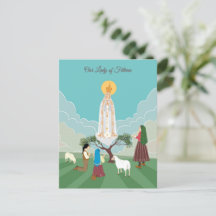 Our Lady of Fatima and the shepherds prayer card