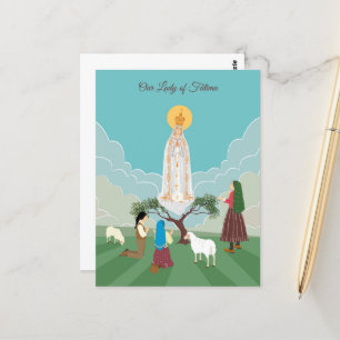 Our Lady of Fatima and the shepherds prayer Postcard