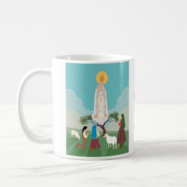 Our Lady of Fatima and the three shepherds Coffee Mug (Left)