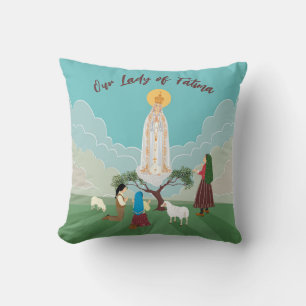 Our Lady of Fatima and the three shepherds Cushion