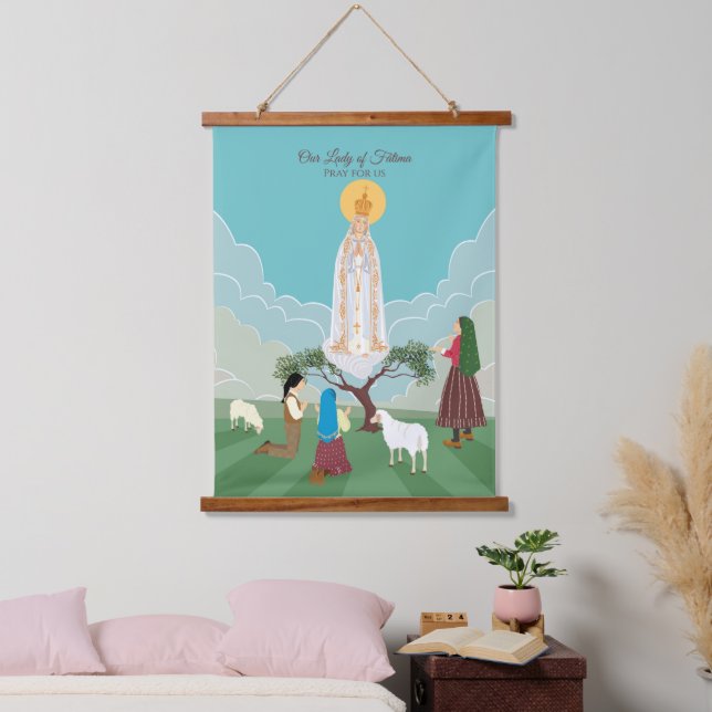 Our Lady of Fatima and the three shepherds Hanging Tapestry (Bedroom)