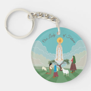 Our Lady of Fatima and the three shepherds Key Ring