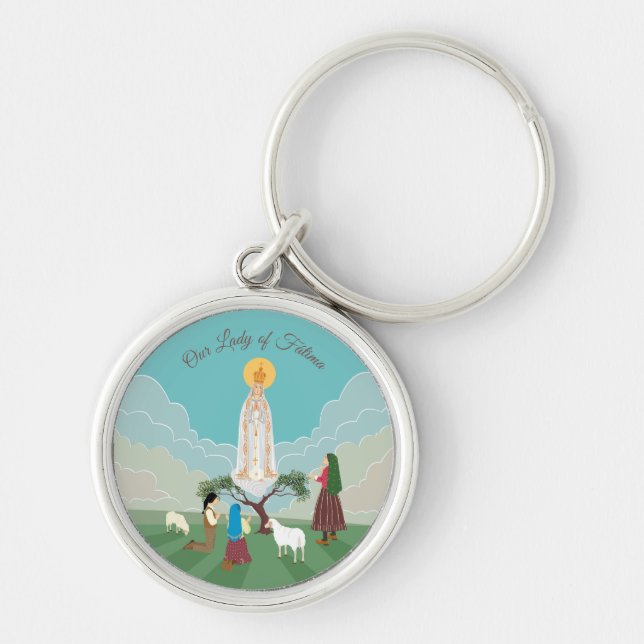 Our Lady of Fatima and the three shepherds Key Ring (Front)