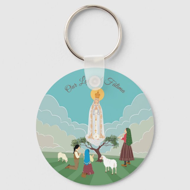 Our Lady of Fatima and the three shepherds Key Ring (Front)