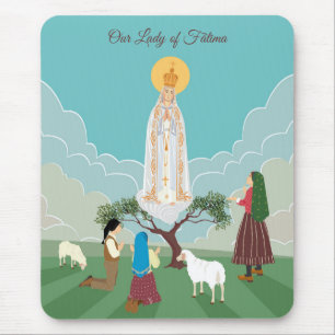 Our Lady of Fatima and the three shepherds Mouse Pad