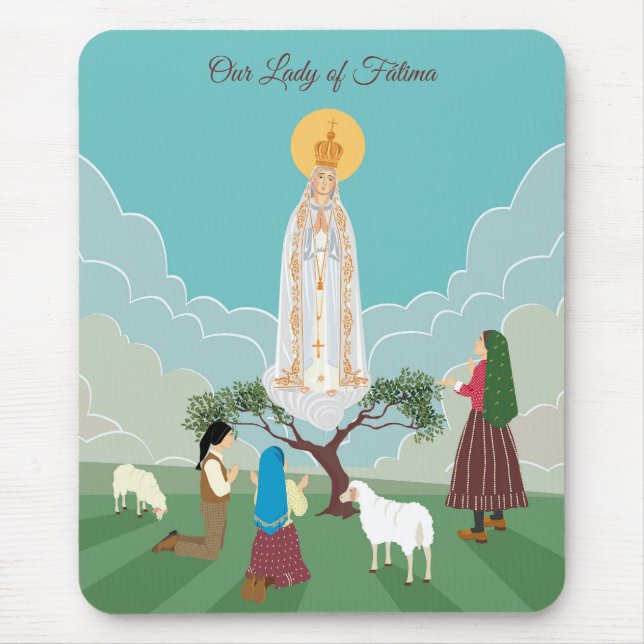 Our Lady of Fatima and the three shepherds Mouse Pad (Front)