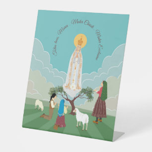 Our Lady of Fatima and the three shepherds Pedestal Sign