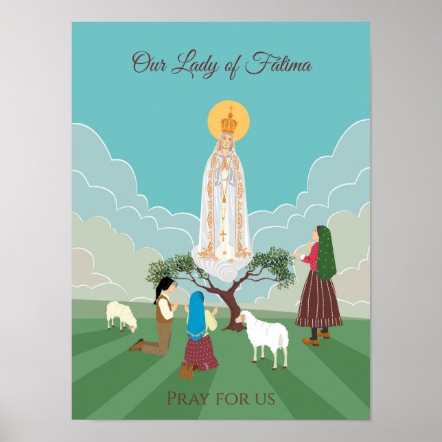 Our Lady of Fatima and the three shepherds Poster (Front)