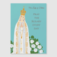 Our Lady of Fatima and white roses card