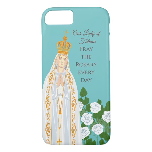 Our Lady of Fatima and white roses Case-Mate iPhone Case (Back)