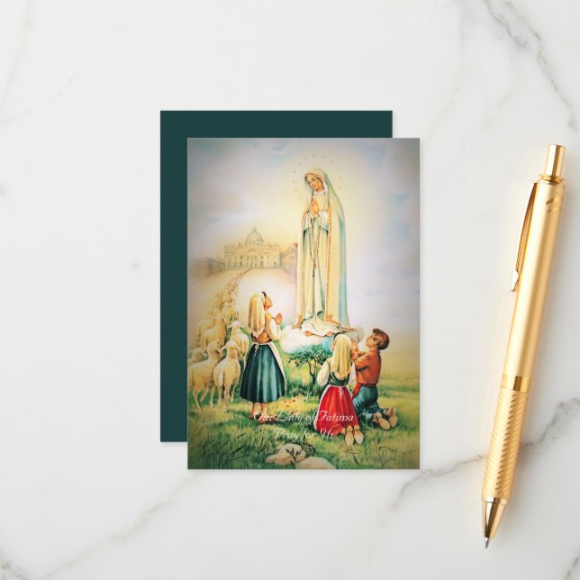 Our Lady of Fatima Angel Theologian Prayer Enclosure Card (Front/Back In Situ)