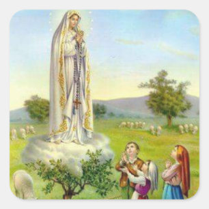 Our Lady of Fatima Children Sheep Square Sticker