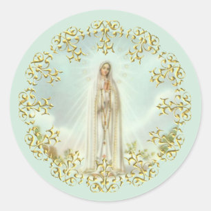 Our Lady of Fatima Gold Lace Classic Round Sticker