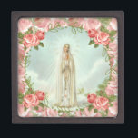 Our Lady of Fatima Holy Rosary Pink Roses Gift Box<br><div class="desc">This is a beautiful traditional vintage image of Our Lady of Fatima,  Our Lady of the Rosary with pink roses.</div>
