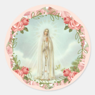 Our Lady of Fatima Pink Roses Classic Round Sticker