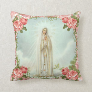 Our Lady of Fatima Pink Roses Cushion