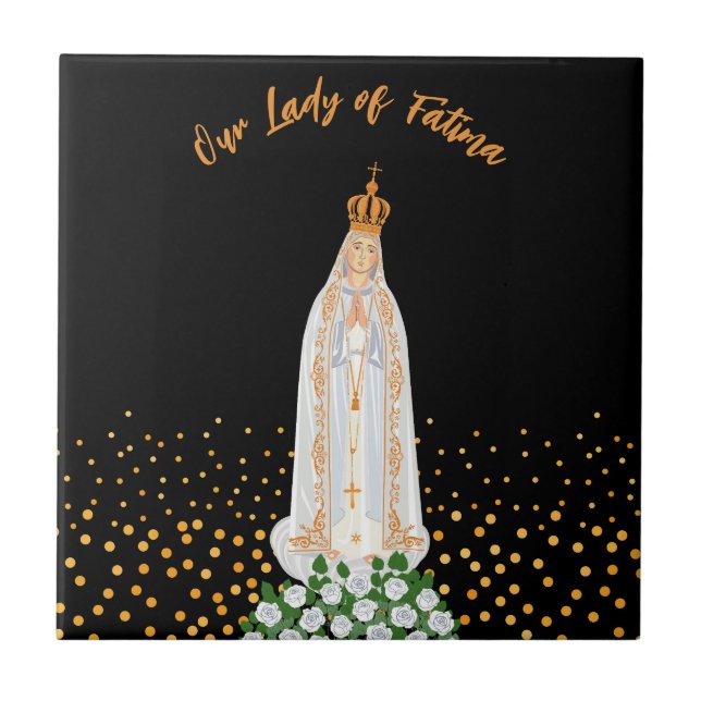 Our Lady of Fatima Procession of Candles Ceramic Tile (Front)