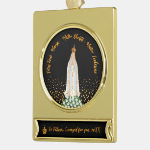 Our Lady of Fatima Procession of Candles Gold Plated Banner Ornament