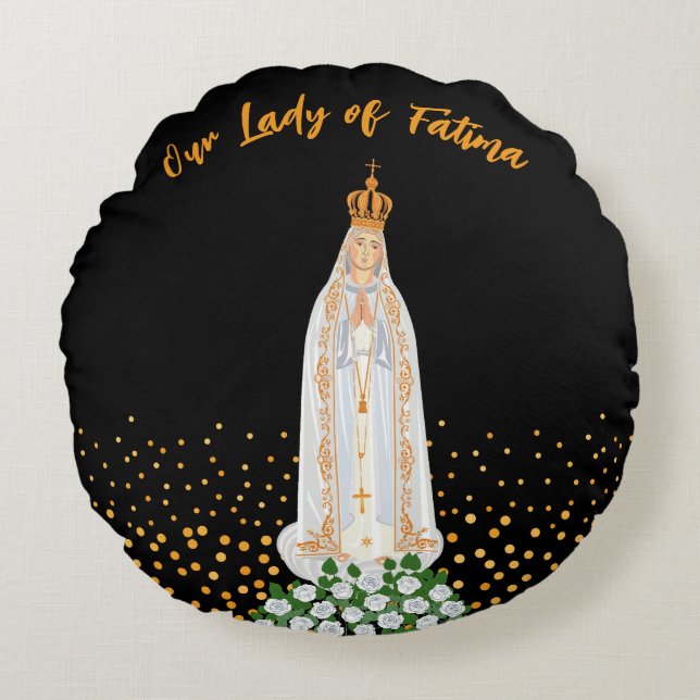 Our Lady of Fatima Procession of Candles Round Cushion (Front)