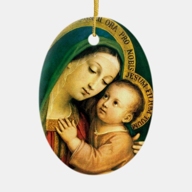 our lady of good counsel ceramic tree decoration (Front)