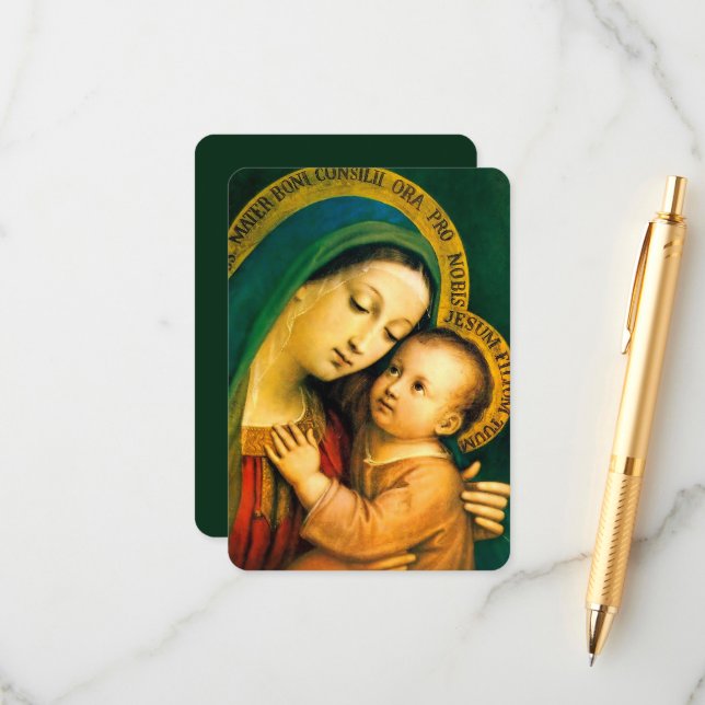 Our Lady of Good Counsel with Prayer Enclosure Card (Front/Back In Situ)