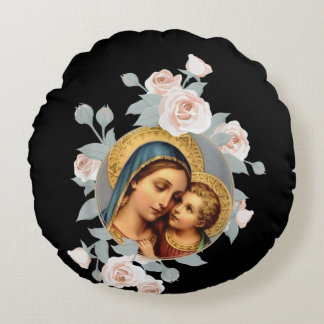 Our Lady of Good Remedy Blessed Mother Mary Round Cushion