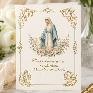 Our Lady of Grace Catholic Marian Floral Prayer  Card