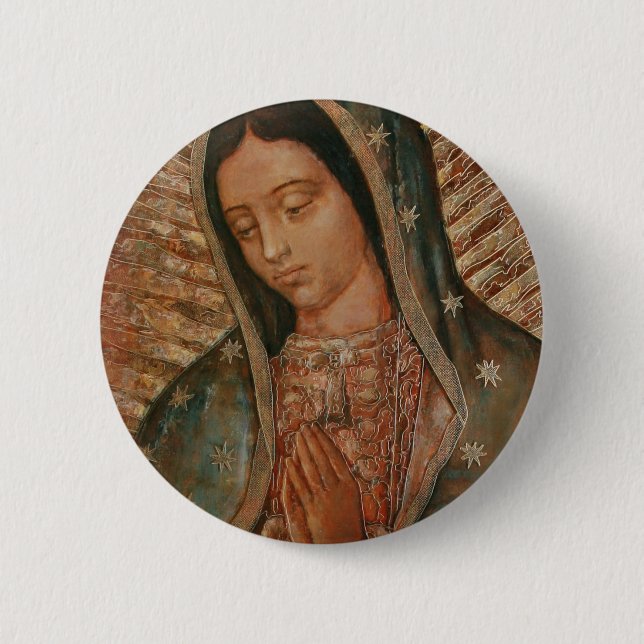 our lady of guadalupe 6 cm round badge (Front)