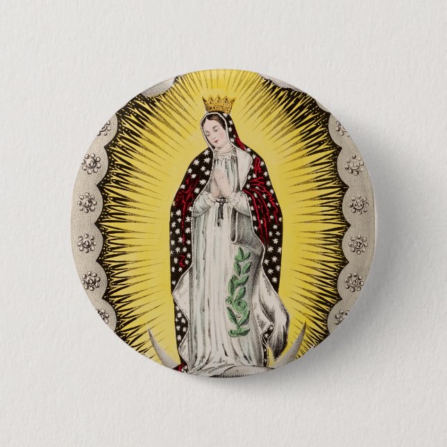 Our Lady of Guadalupe 6 Cm Round Badge (Front)
