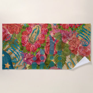 Our Lady of Guadalupe Beach Towel