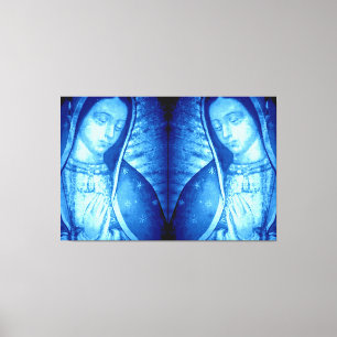 OUR LADY OF GUADALUPE BLUE 2 PANEL REVERSED CANVAS PRINT