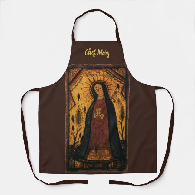 Our Lady of Guadalupe by Pedro Antonio Fresquis Apron (Front)
