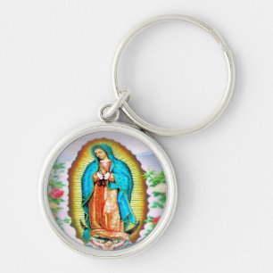 Our Lady of Guadalupe Floral Key Ring