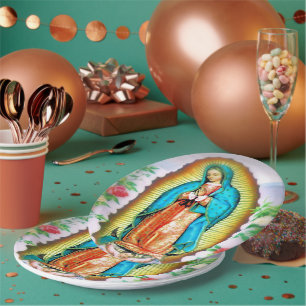 Our Lady of Guadalupe Floral Paper Plate