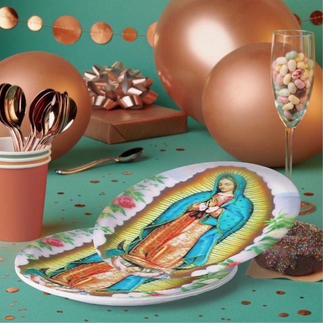 Our Lady of Guadalupe Floral Paper Plate (Multi)