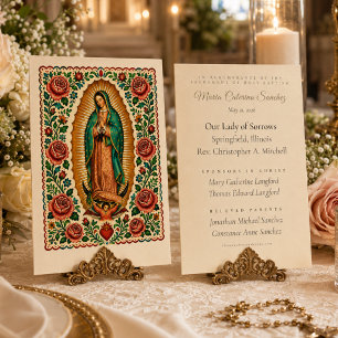 Our Lady of Guadalupe Folk Art Baptism Keepsake Place Card