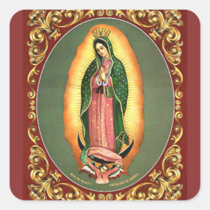 Our Lady of Guadalupe Folk Art Envelope Square Sticker