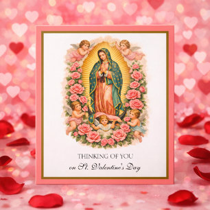 Our Lady of Guadalupe Mary Angels with Roses  Holiday Card