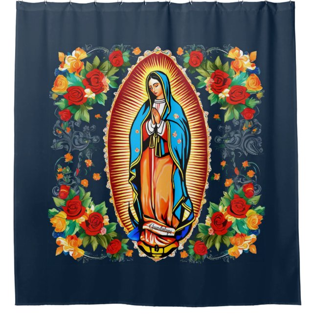 Our Lady of Guadalupe Mexico's Patron Saint Blue Shower Curtain (Front)