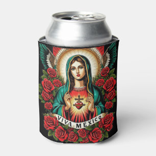 Our Lady of Guadalupe Mother Mary Viva Mexico art Can Cooler