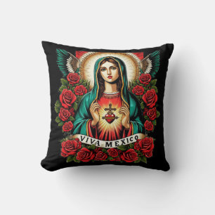 Our Lady of Guadalupe Mother Mary Viva Mexico art Cushion
