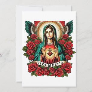Our Lady of Guadalupe Mother Mary Viva Mexico art Invitation