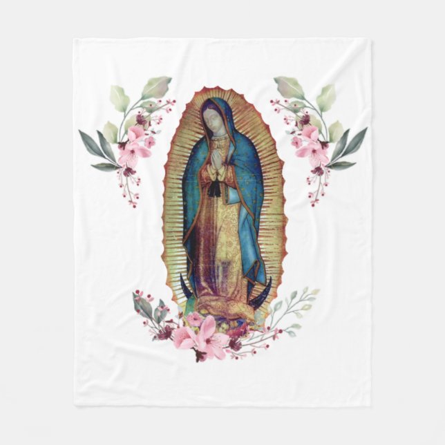 Our Lady of Guadalupe, Nuestra Señora de Guadalupe Fleece Blanket (Front)