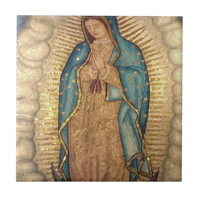 Our Lady Of Guadalupe Painting Ceramic Tile (Front)