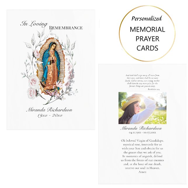 Our Lady of Guadalupe Photo Funeral Prayer Card    (Creator Uploaded)