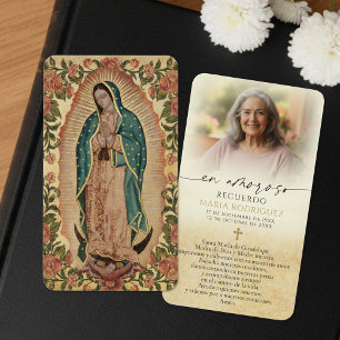 Our Lady of Guadalupe Photo Spanish Memorial Cards