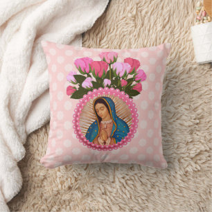 Our Lady of Guadalupe Pink Roses Cushion