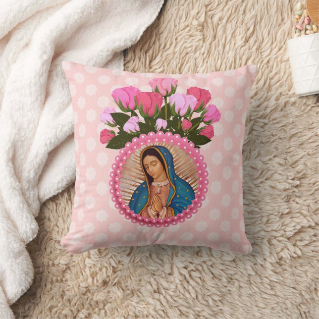 Our Lady of Guadalupe Pink Roses  Cushion (Blanket)