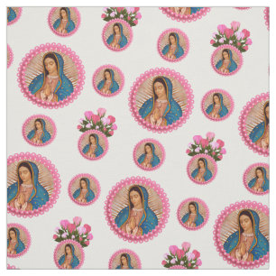 Our Lady of Guadalupe Pink Roses Fabric